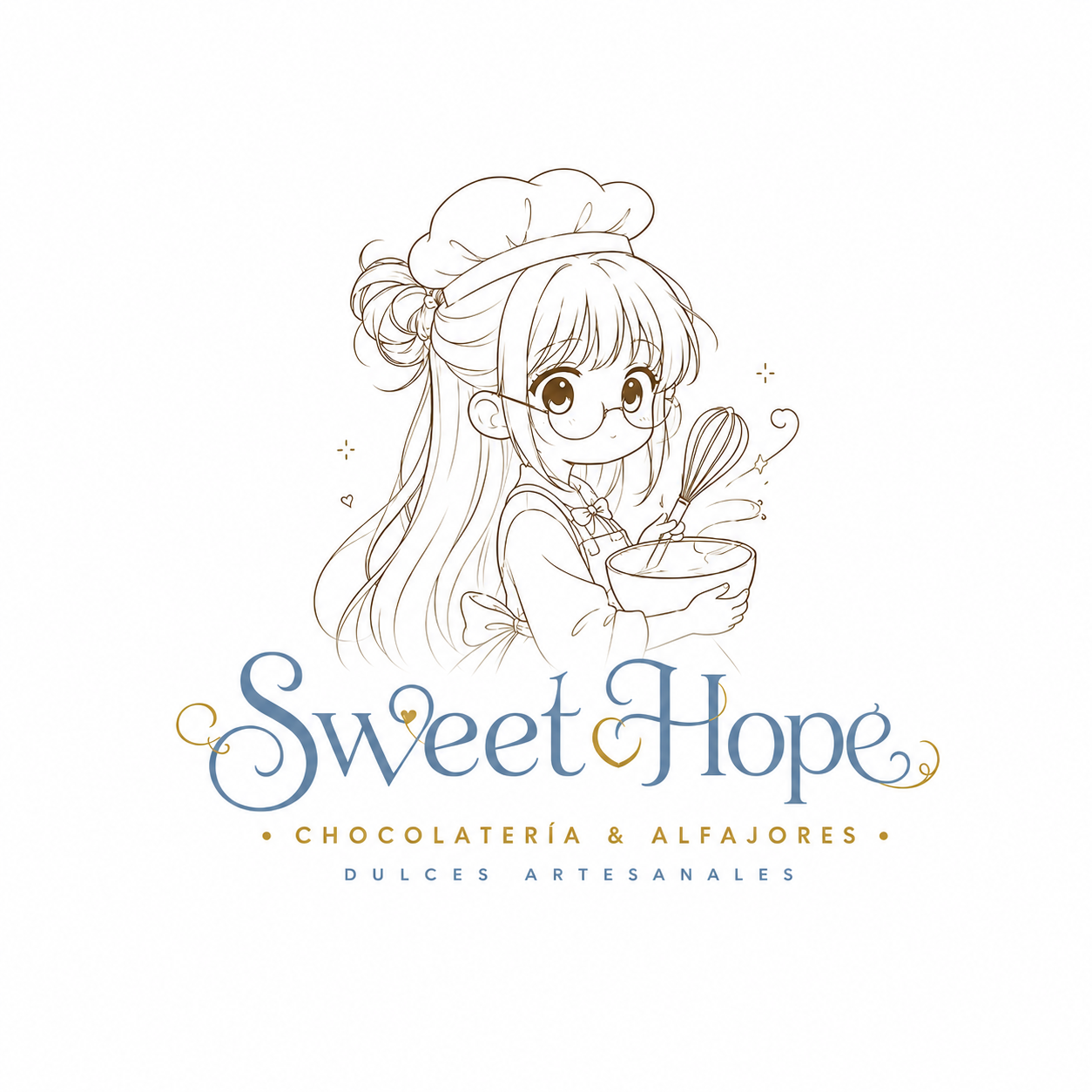 Ilustración Sweet Hope, pastelera preparando dulces